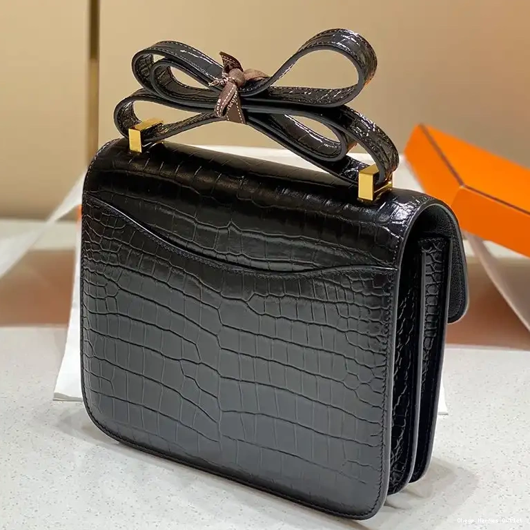 Cheap Bag Gold Leather Constance Black Hermes In Alligator Hardware 0504